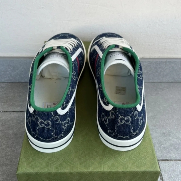 $790 GUCCI TENNIS 1977 DENIM GG PRINT GUCCI UK 10 US 11 EU 44 BNIB - Picture 4 of 7